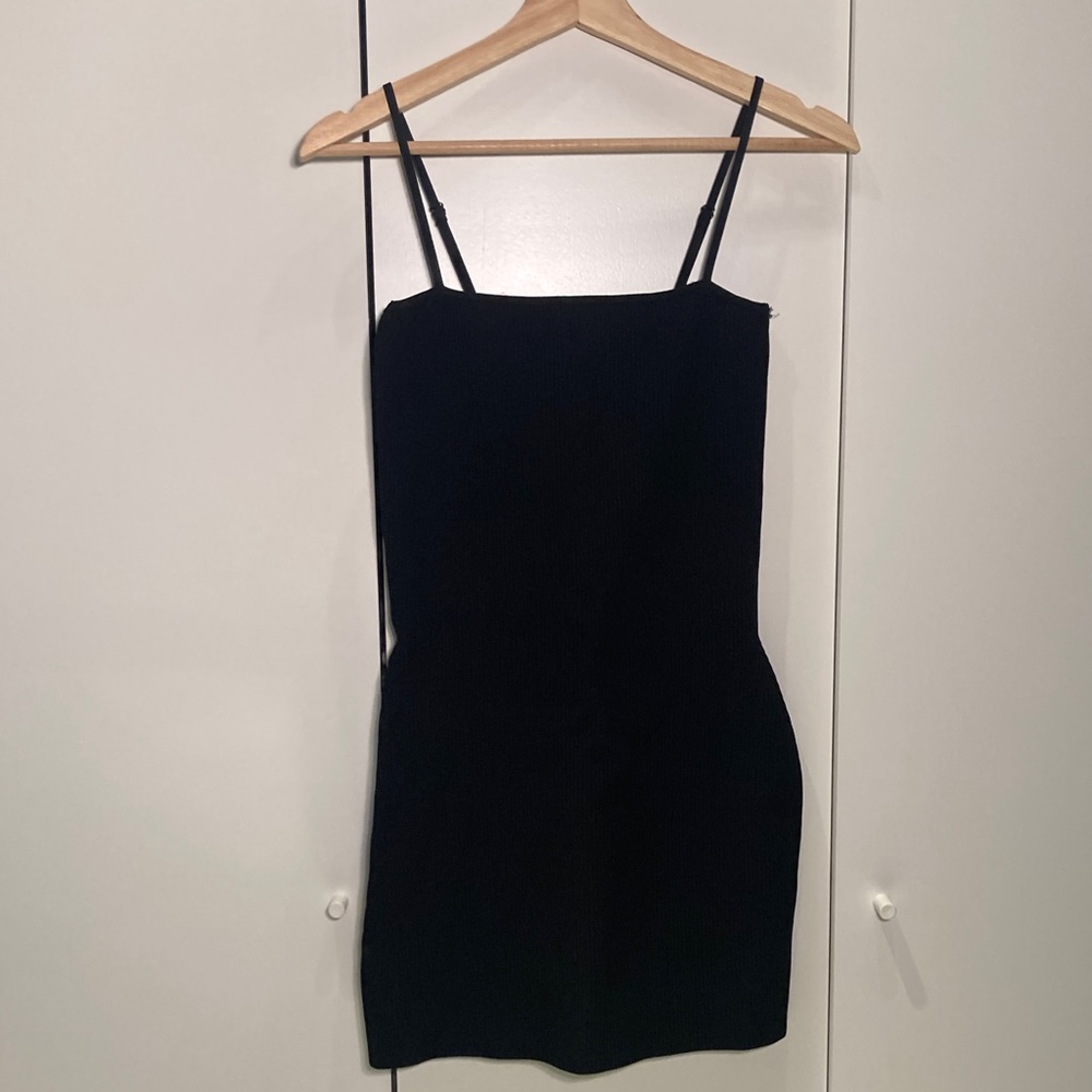 Babaton Classic ribbed Black Mini Dress bodycon M